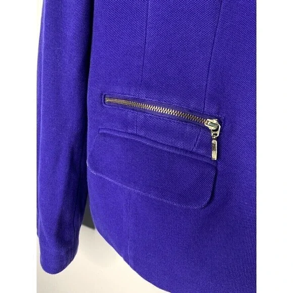 Chicos Women Size 2/Large Blue/ Purple Jacket Stripes Cotton Double Button - Picture 8 of 9